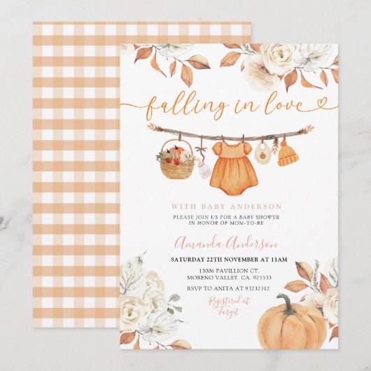 Meisje Herfst Clothesline Herfst Baby shower Uitno Kaart (Voorkant / Achterkant)
