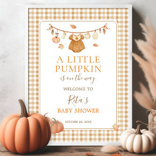 Meisje Herfst Kleren Pompoen Baby Shower Welkom Poster