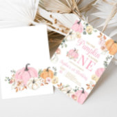 Meisje Herfst Pompoen Eerste Verjaardag Party Kaart