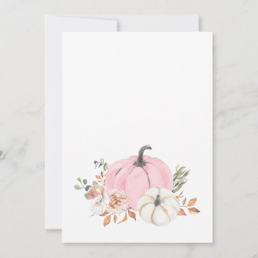 Meisje Herfst Pompoen Eerste Verjaardag Party Kaart (Achterkant)