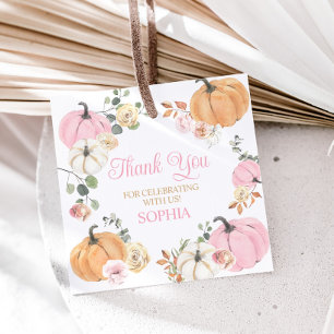Meisje Herfst Pompoen Eerste Verjaardag Party Squa Bedankjes Labels