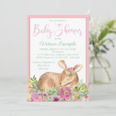 Meisje Herten Baby Shower Uitnodigingen (Staand voorkant)