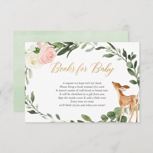 Meisje herten roze goud groen boek aanvraag insert informatiekaartje (Voorkant / Achterkant)