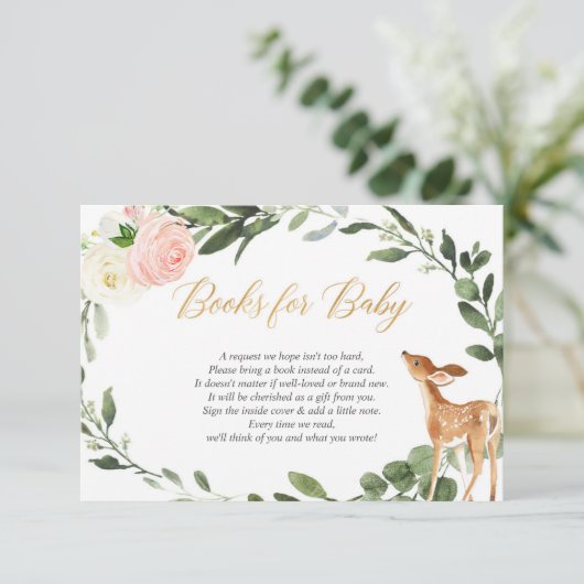 Meisje herten roze goud groen boek aanvraag insert informatiekaartje (Staand voorkant)