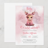  meisje herten winter Baby shower Kaart (Voorkant / Achterkant)