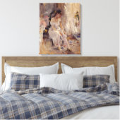 Meisje Het Aantrekken van Haar Kousen (door Berthe Canvas Afdruk (Insitu (Slaapkamer))