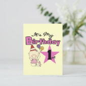Meisje Het is Mijn Verjaardag Tshirts en Gifts Briefkaart (Staand voorkant)