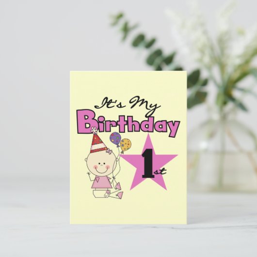 Meisje Het is Mijn Verjaardag Tshirts en Gifts Briefkaart (Staand voorkant)