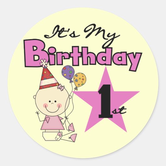 Meisje Het is Mijn Verjaardag Tshirts en Gifts Ronde Sticker (Voorkant)