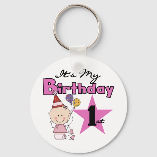 Meisje Het is Mijn Verjaardag Tshirts en Gifts Sleutelhanger (Voorkant)