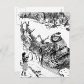 Meisje, het rendierKerstmis 1918 van de Kerstman Feestdagenkaart (Voorkant / Achterkant)