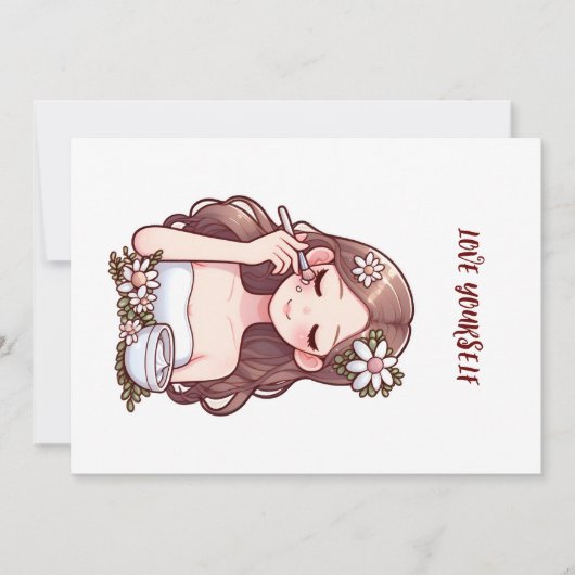 Meisje het toepassen van huidverzorging Hou van je Kaart (Voorkant)