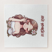 Meisje het toepassen van huidverzorging Hou van je Legpuzzel (Horizontaal)