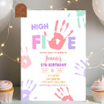 Meisje High Five pastel verjaardag Kaart<br><div class="desc">Meisje High Five Pastel Verjaardagsuitnodiging,  Kleurrijk Meisje 5e Verjaardagsfeest,  Bewerkbare Sjabloon Schilderen Kids Verjaardag Uitnodigen</div>
