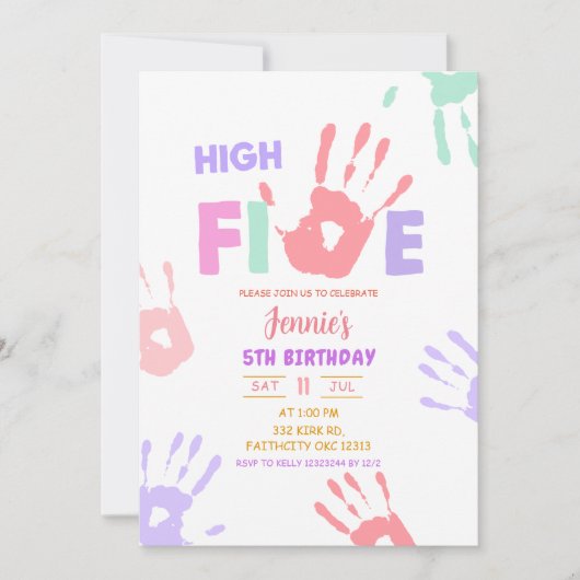 Meisje High Five pastel verjaardag Kaart (Voorkant)