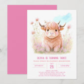 Meisje Highland Koe Pampas Grass Verjaardag Kaart (Voorkant / Achterkant)