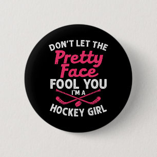Meisje Hockey Gift Voor Vrouwen Kinder IJshockey S Ronde Button 5,7 Cm