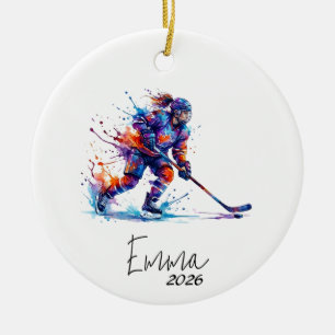 meisje hockey ornament, hockey ornament, hockeylie keramisch ornament
