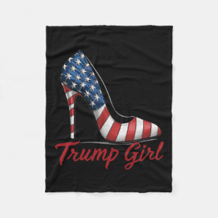 Meisje Hoge Heel Stilettos Amerikaanse vlag Trump  Fleece Deken