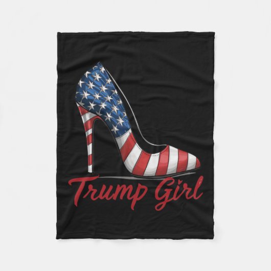 Meisje Hoge Heel Stilettos Amerikaanse vlag Trump  Fleece Deken (Voorkant)
