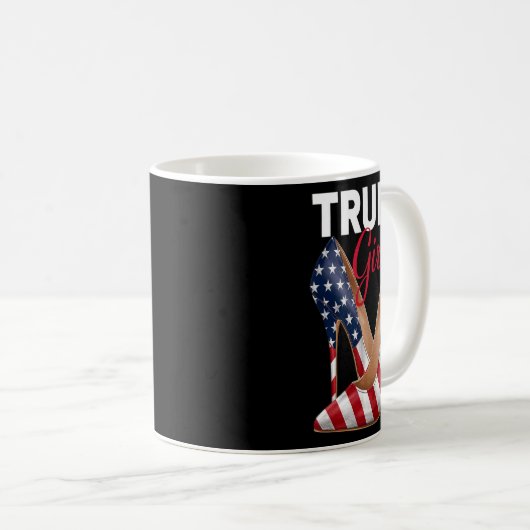 Meisje Hoge Heel Stilettos Amerikaanse vlag Trump  Koffiemok (Voorkant rechts)