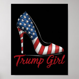 Meisje Hoge Heel Stilettos Amerikaanse vlag Trump  Poster
