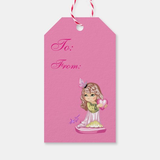  Meisje Holding Hart Valentijn Gift Label Cadeaulabel (Achterkant)