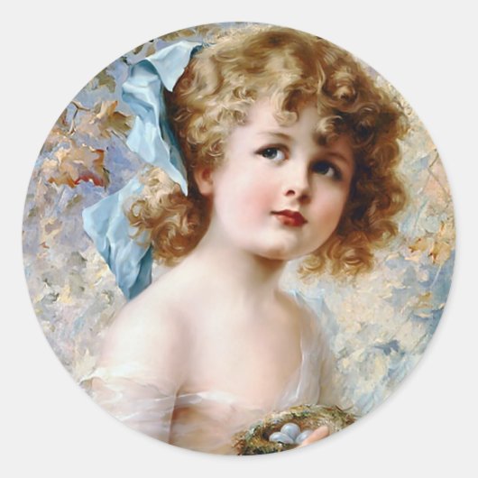 Meisje holding Nest Ronde Sticker (Voorkant)