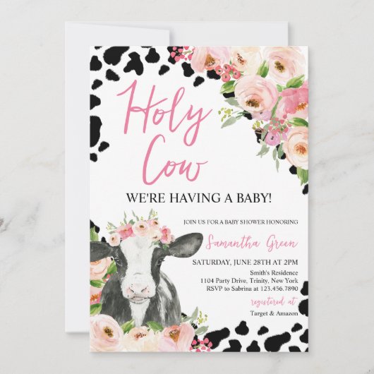 Meisje Holy Koe Baby shower Kaart (Voorkant)
