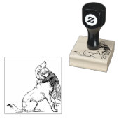 meisje-hond-lijn-art-vrouw-kind rubberstempel (Gestempeld)