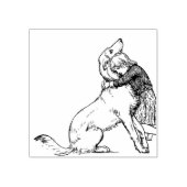 meisje-hond-lijn-art-vrouw-kind rubberstempel (Afrduk)