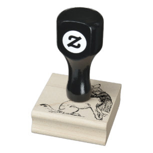 meisje-hond-lijn-art-vrouw-kind rubberstempel