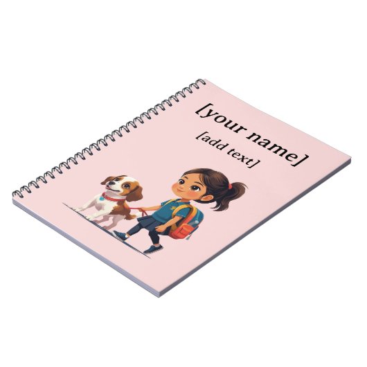 Meisje & Hond Notitieboek – Eigen Tekst (Linkerzijde)