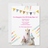 Meisje Hond Verjaardag roze Party Uitnodiging (Voorkant)