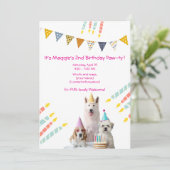 Meisje Hond Verjaardag roze Party Uitnodiging (Staand voorkant)
