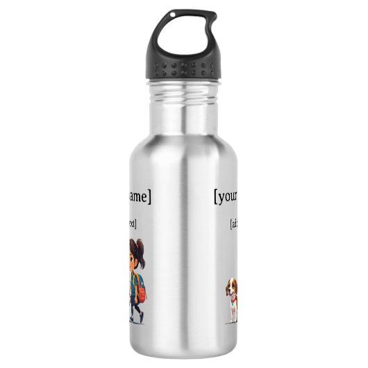 Meisje & Hond Waterfles - Custom Waterfles (Voorkant)