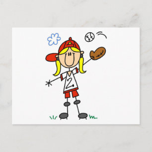 Meisje honkbalspeler T-shirts en cadeaus Briefkaart
