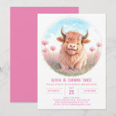 Meisje Hoogland Koe Fiesta Meisje Verjaardag Kaart (Voorkant / Achterkant)