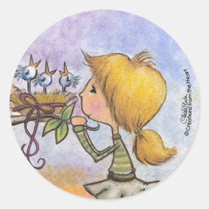 Meisje Horloges Vogels-Precious Pakket Ronde Sticker