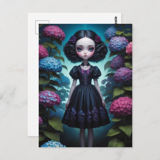 Meisje - Hortensia Briefkaart (Voorkant / Achterkant)