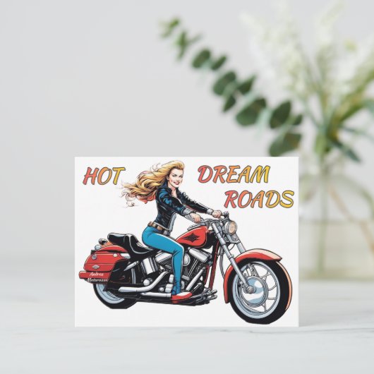 Meisje Hot Dream Roads Briefkaart (Staand voorkant)