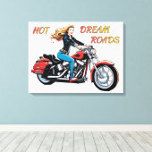 Meisje Hot Dream Roads Canvas Afdruk (Insitu (Houten vloer))