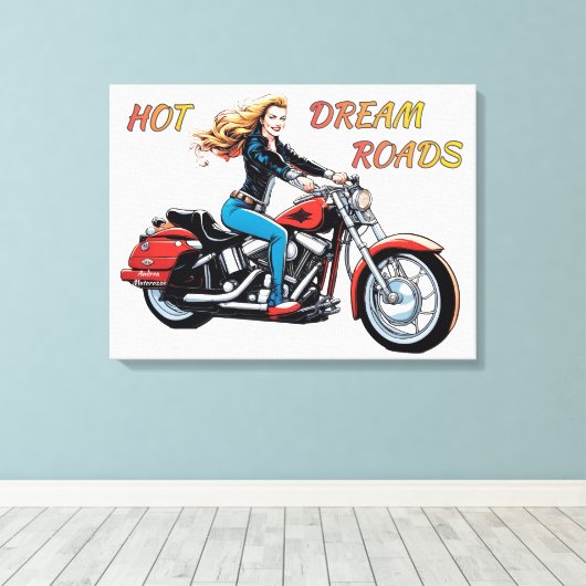 Meisje Hot Dream Roads Canvas Afdruk (Insitu (Houten vloer))