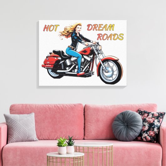 Meisje Hot Dream Roads Canvas Afdruk (Insitu (Woonkamer))