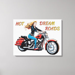 Meisje Hot Dream Roads Canvas Afdruk