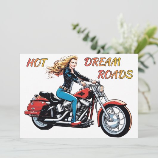 Meisje Hot Dream Roads Flat Kaart (Staand voorkant)