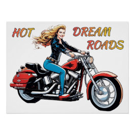 Meisje Hot Dream Roads Glossy Perfect Poster