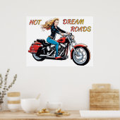 Meisje Hot Dream Roads Poster (Keuken)