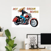Meisje Hot Dream Roads Poster (Thuiskantoor)