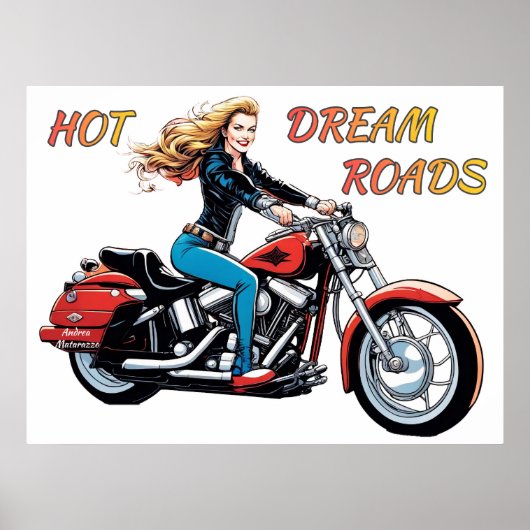 Meisje Hot Dream Roads Poster (Voorkant)